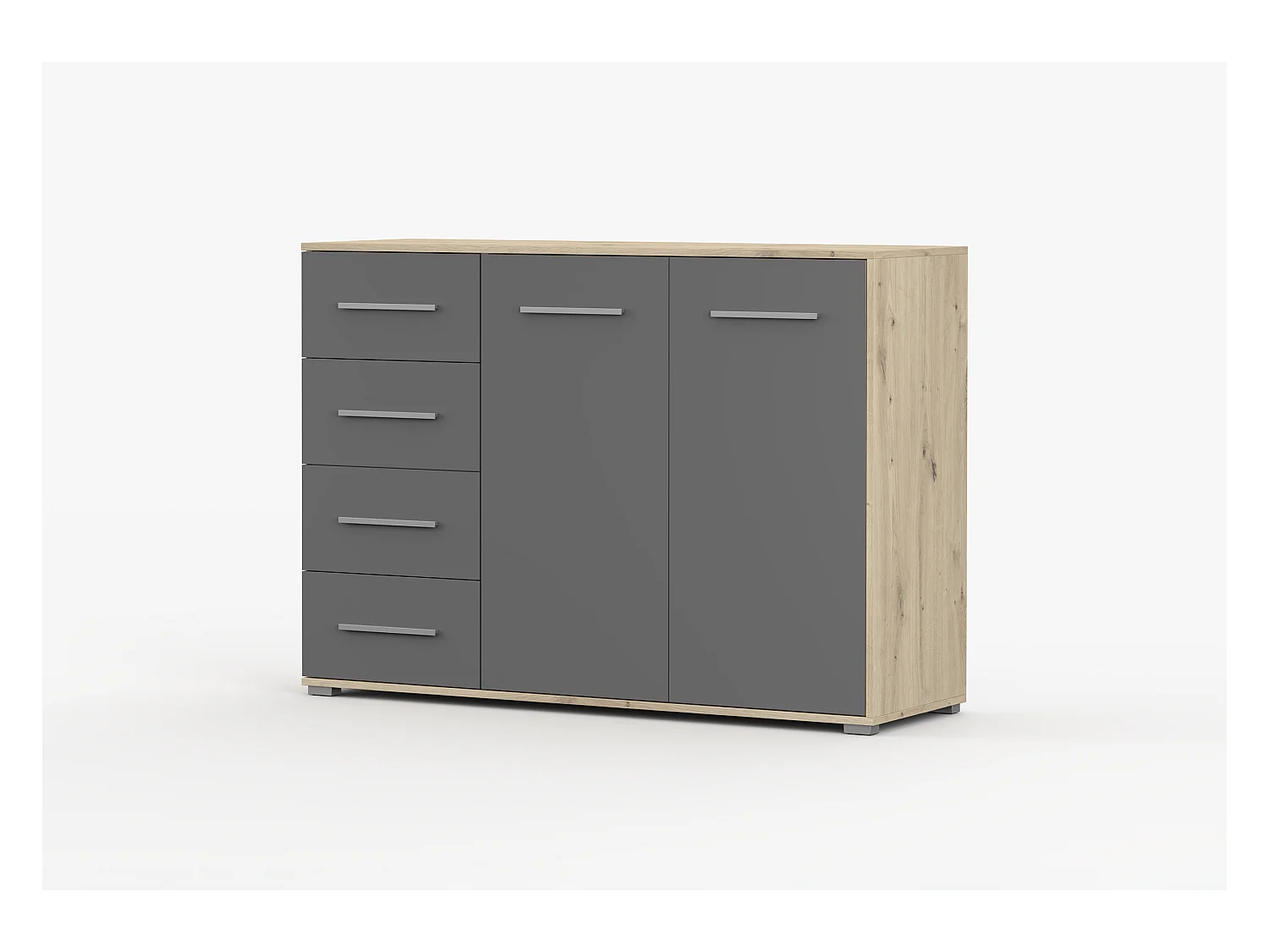 Buffet - Commode Ilario III 135 cm - Aspect mat - Artisan - Gris