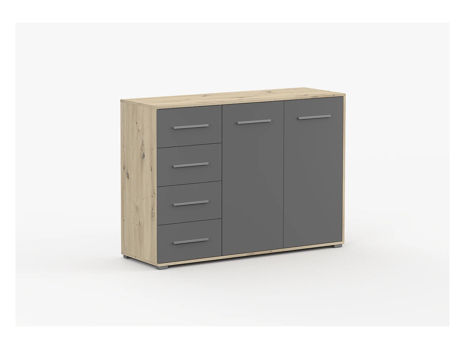 Buffet - Commode Ilario III 135 cm - Aspect mat - Artisan - Gris