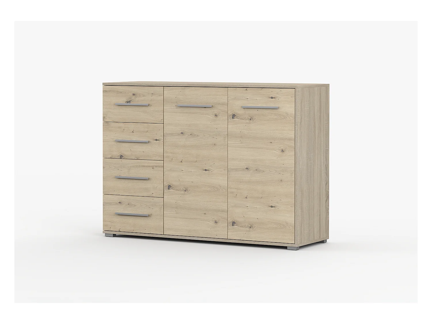 Buffet - Commode Ilario III 135 cm - Aspect mat - Chêne - Artisan