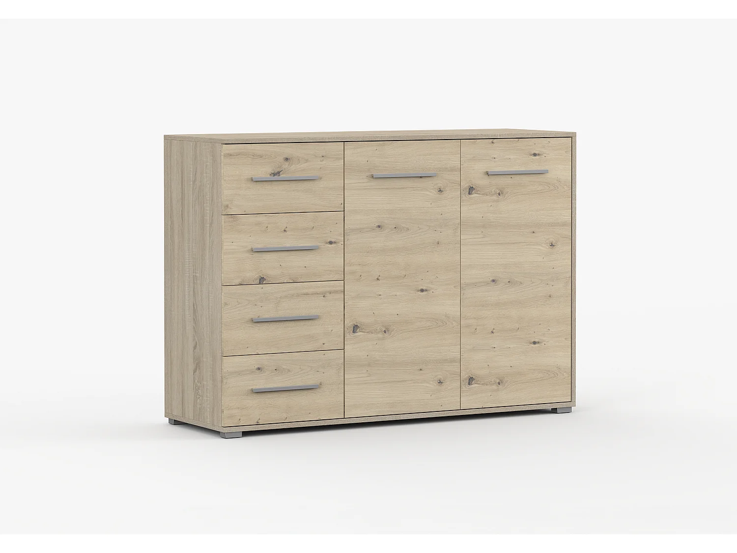 Buffet - Commode Ilario III 135 cm - Aspect mat - Chêne - Artisan