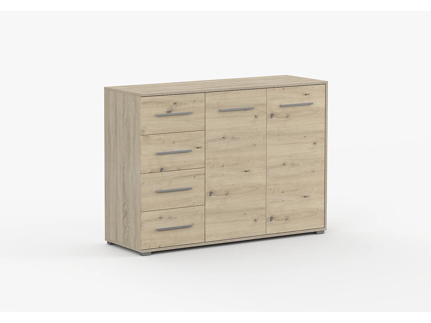 Buffet - Commode Ilario III 135 cm - Aspect mat - Chêne - Artisan