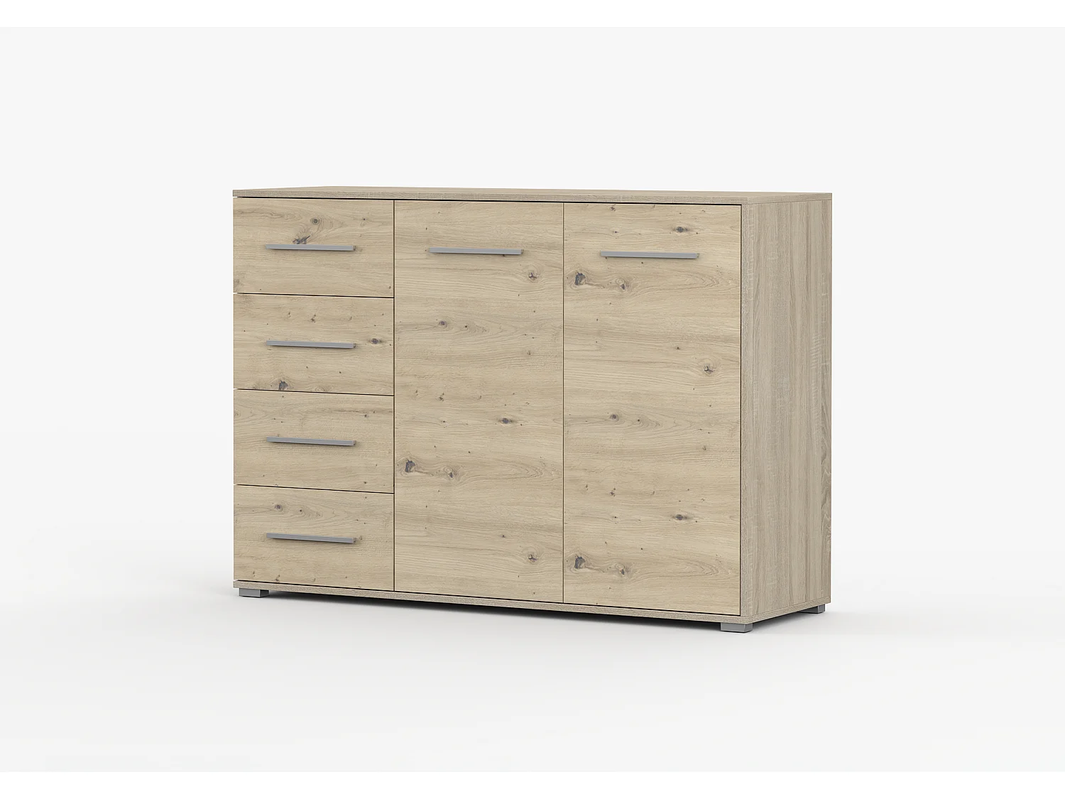 Buffet - Commode Ilario III 135 cm - Aspect mat - Chêne - Artisan