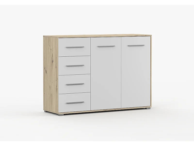 Buffet - Commode Ilario III 135 cm - Aspect mat - Artisan - Blanc