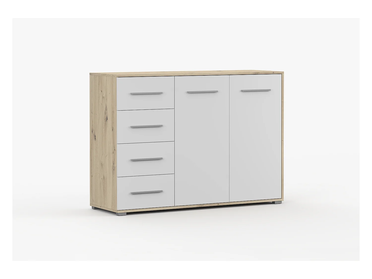 Buffet - Commode Ilario III 135 cm - Aspect mat - Artisan - Blanc