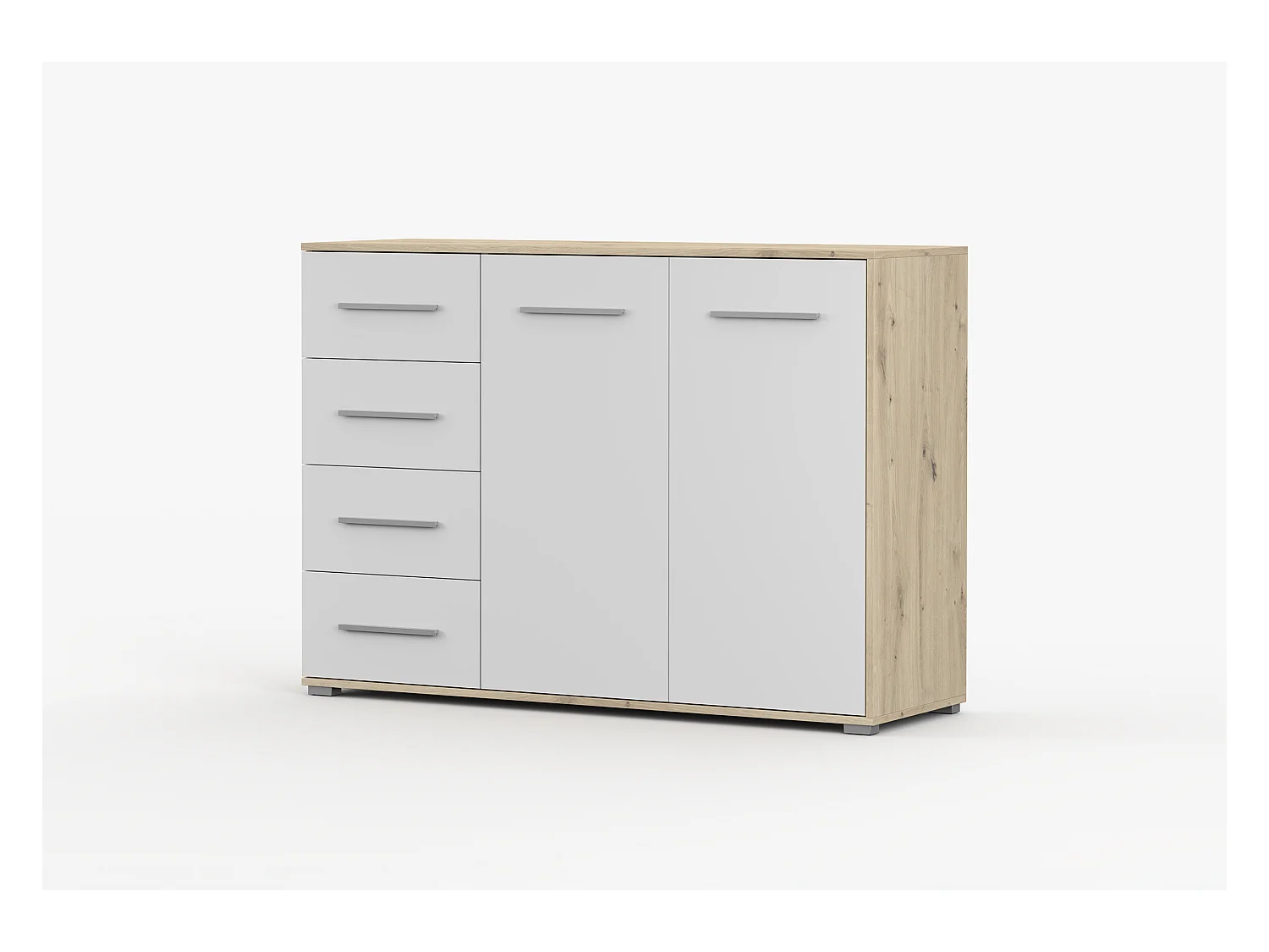 Buffet - Commode Ilario III 135 cm - Aspect mat - Artisan - Blanc