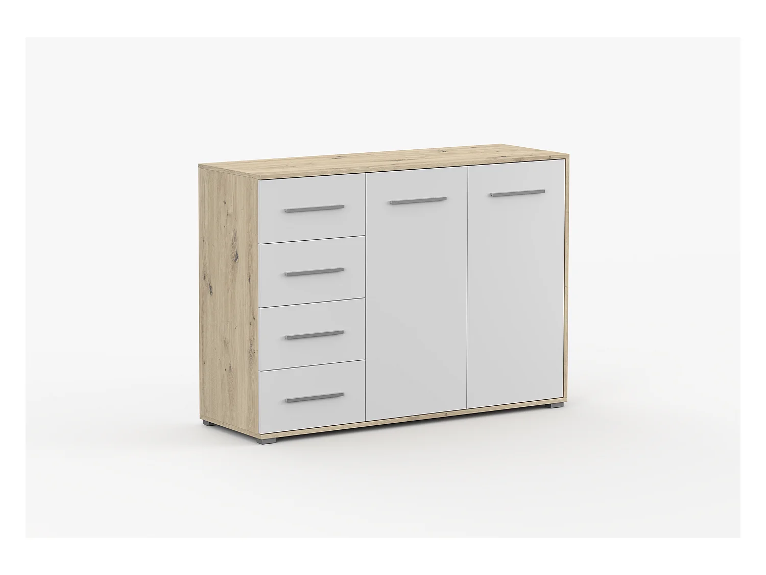 Buffet - Commode Ilario III 135 cm - Aspect mat - Artisan - Blanc
