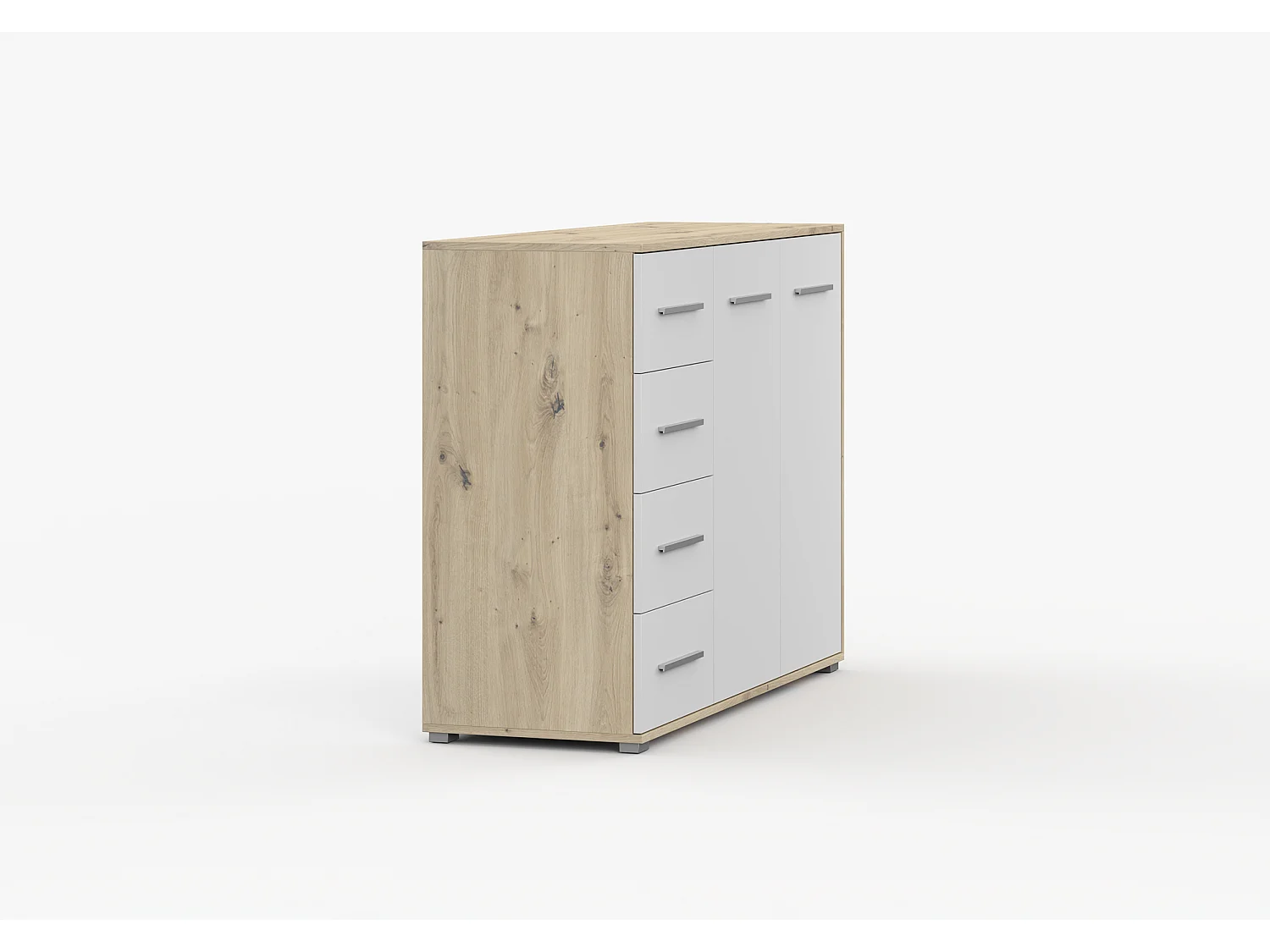 Buffet - Commode Ilario III 135 cm - Aspect mat - Artisan - Blanc