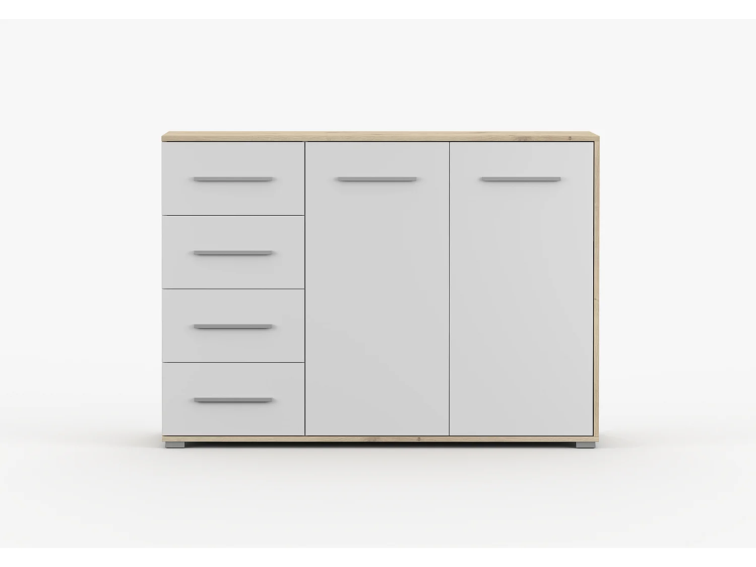 Buffet - Commode Ilario III 135 cm - Aspect mat - Artisan - Blanc