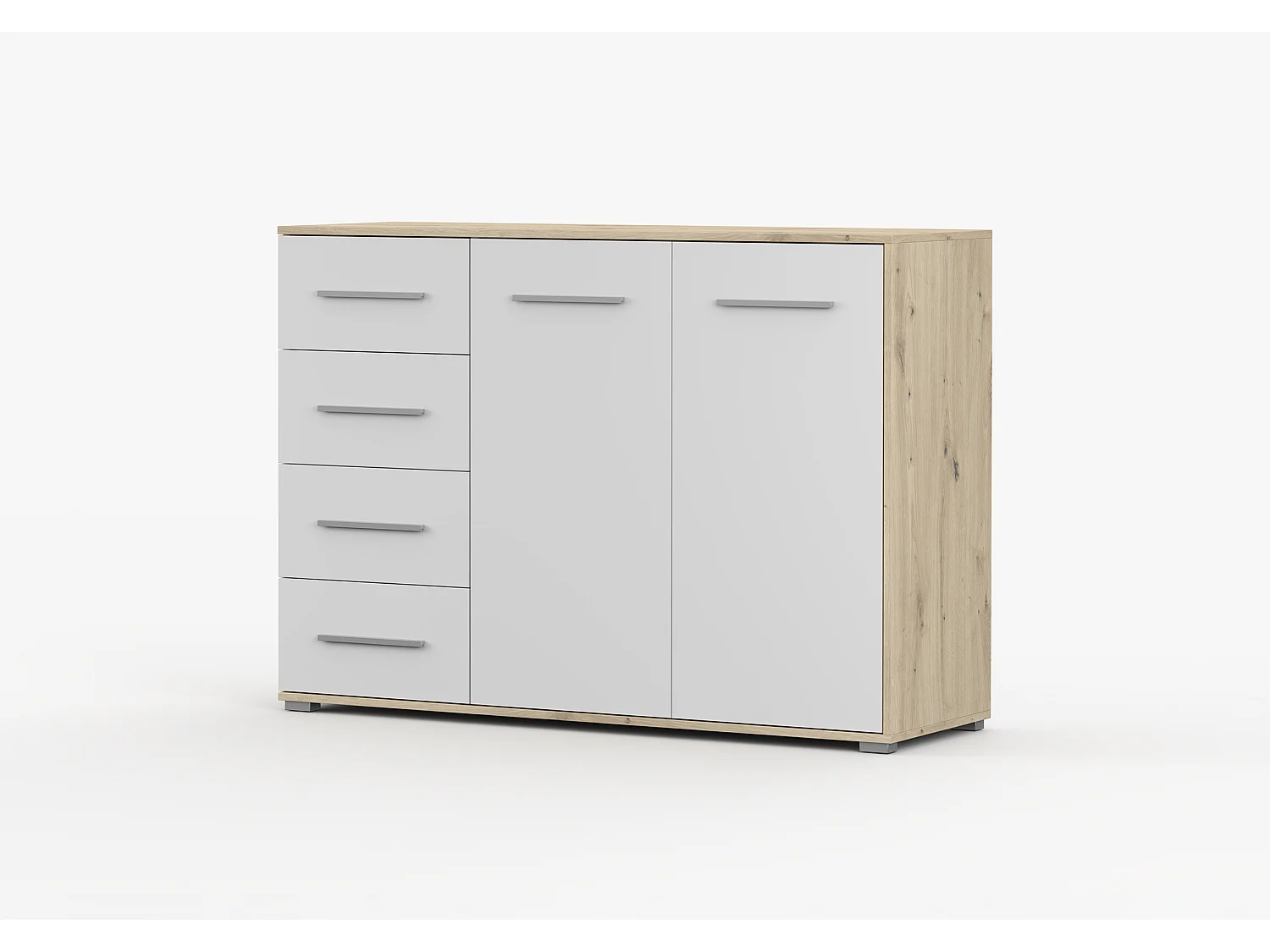 Buffet - Commode Ilario III 135 cm - Aspect mat - Artisan - Blanc