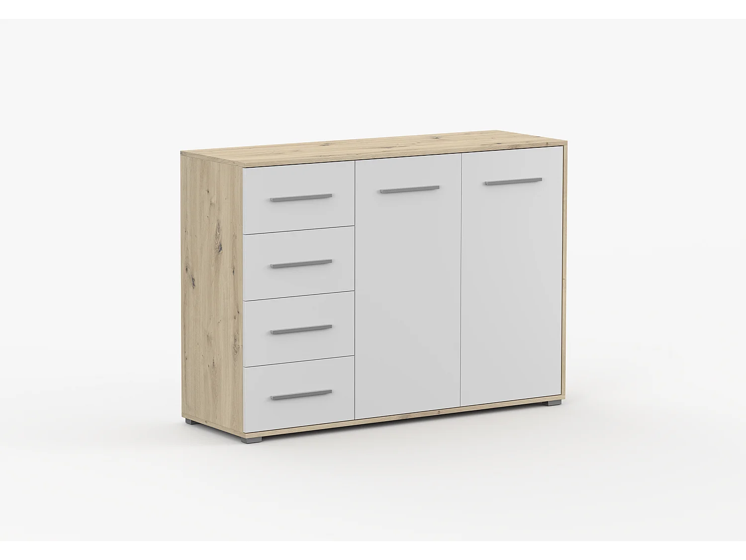 Buffet - Commode Ilario III 135 cm - Aspect mat - Artisan - Blanc