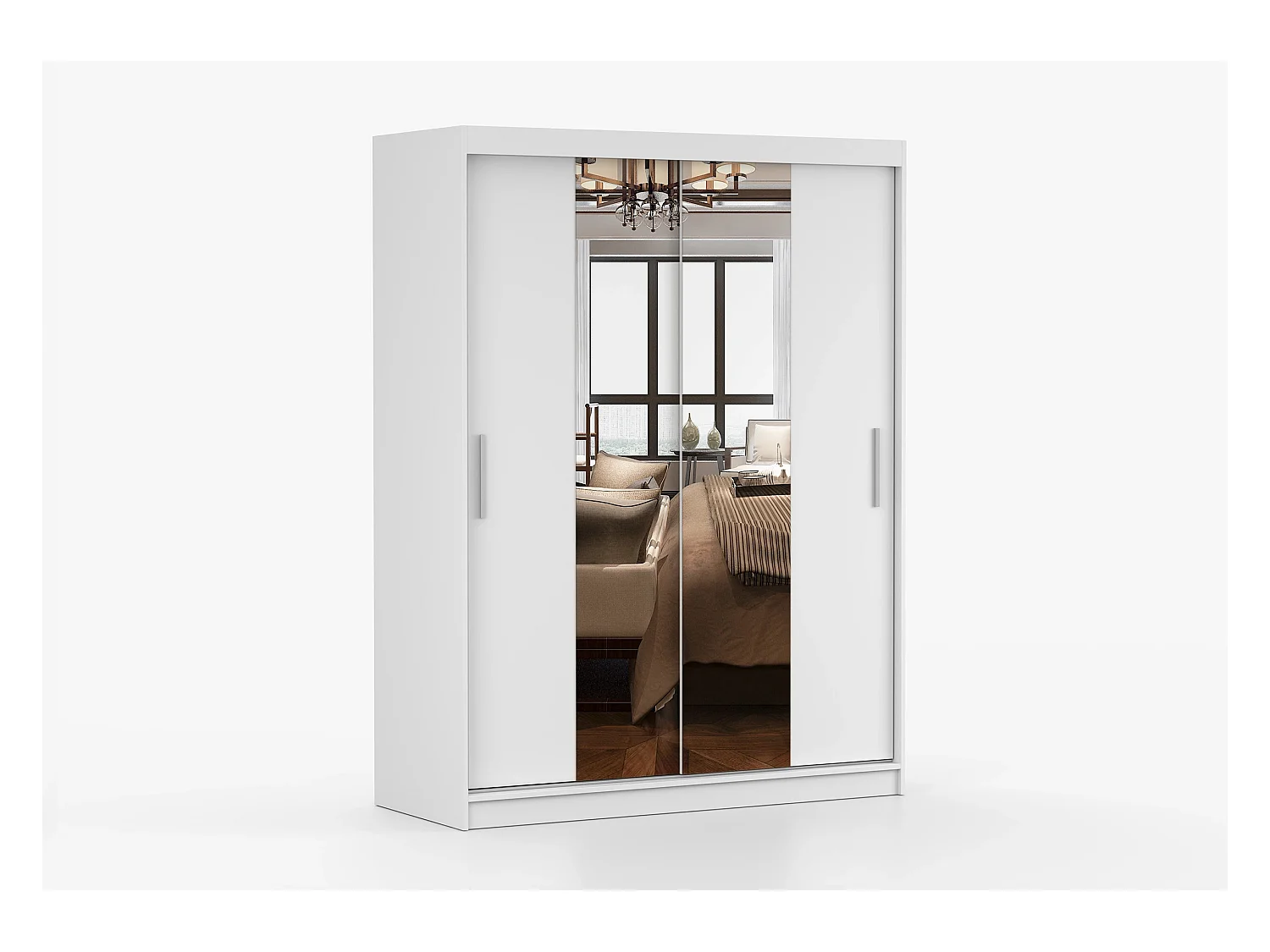 Armoire Aenora 150 cm avec miroir - Blanc