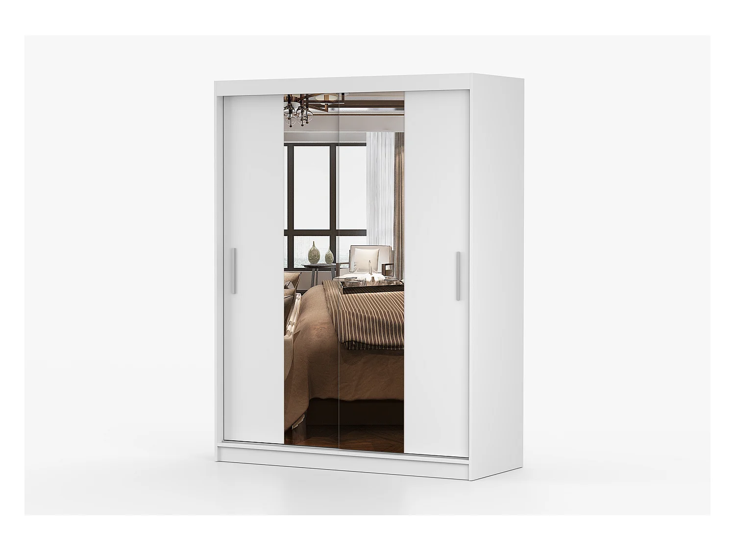 Armoire Aenora 150 cm avec miroir - Blanc