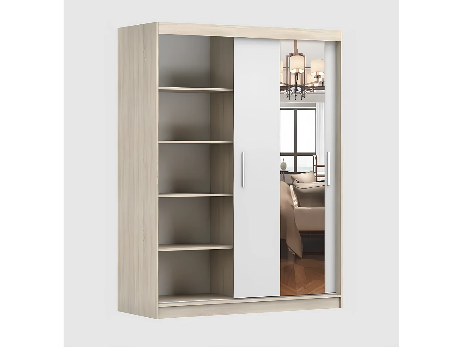 Armoire Aenora 150 cm avec miroir - Blanc