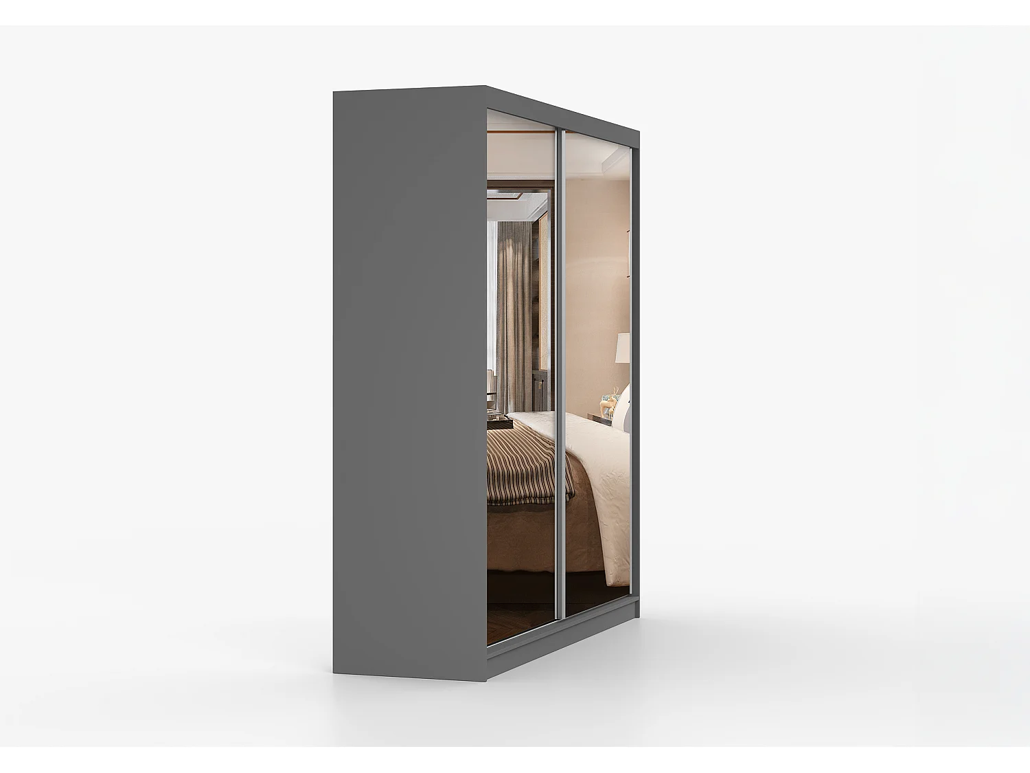 Armoire Solènea 203 cm avec miroir - Gris