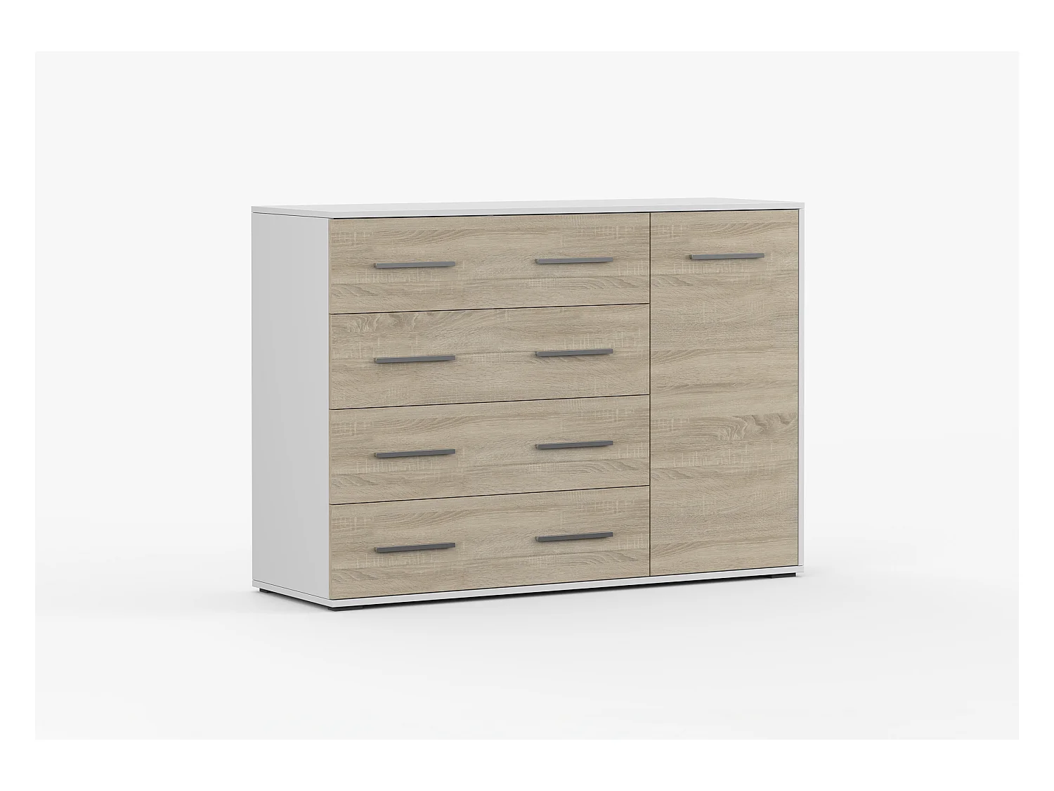 Commode Ilario II 135 cm - Blanc - Chêne