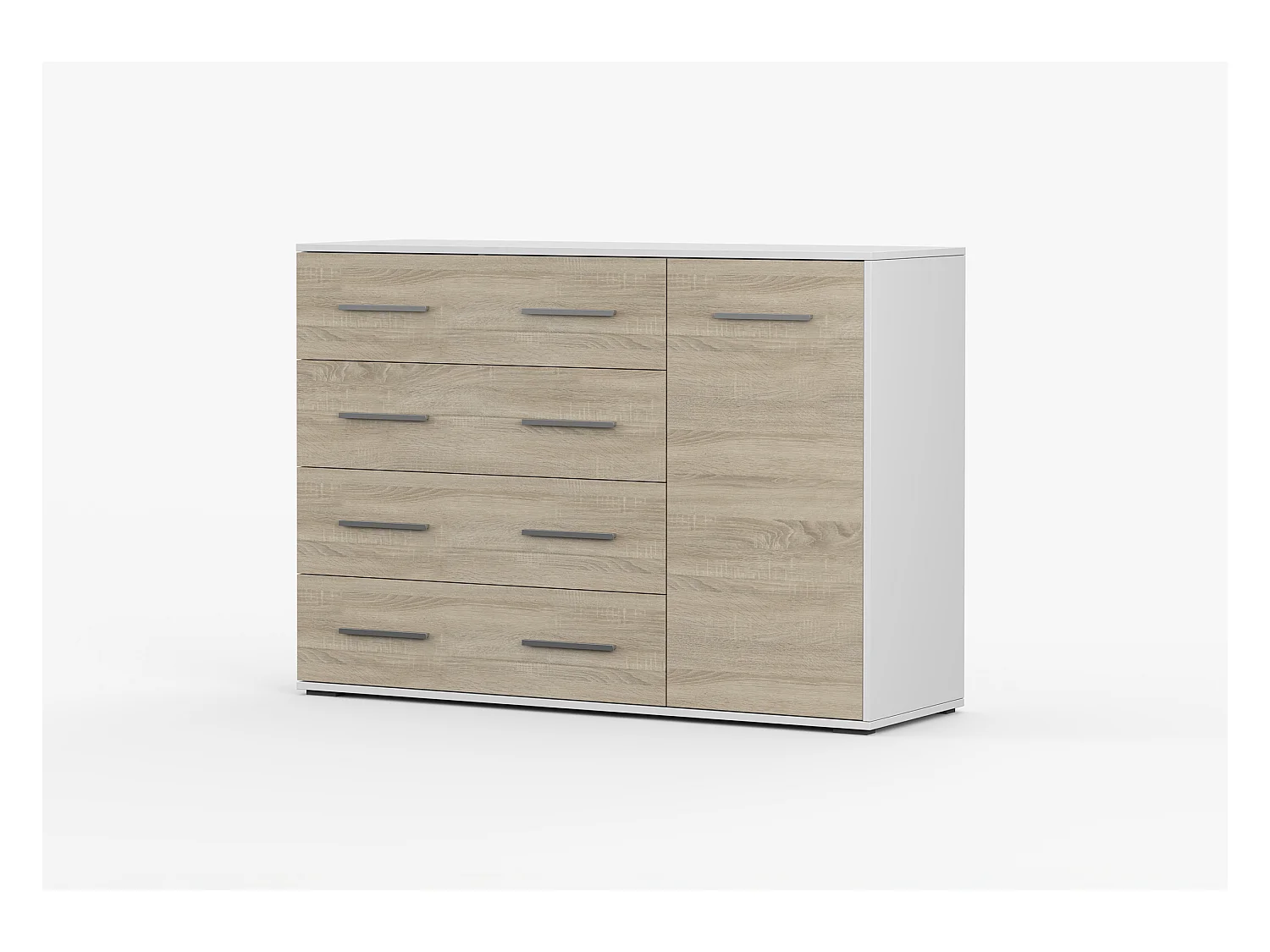 Commode Ilario II 135 cm - Blanc - Chêne