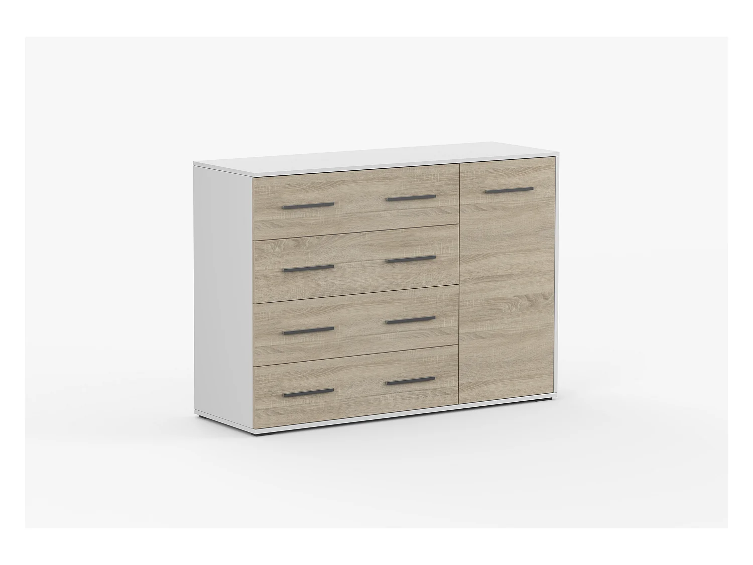 Commode Ilario II 135 cm - Blanc - Chêne