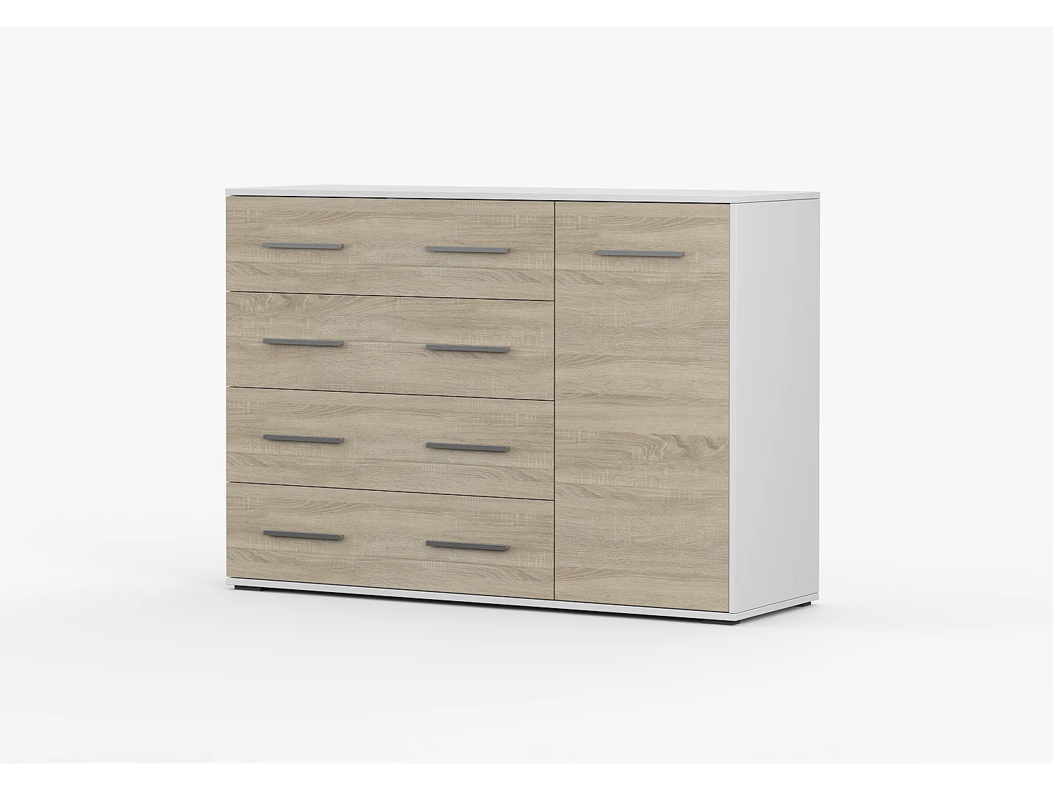 Commode Ilario II 135 cm - Blanc - Chêne