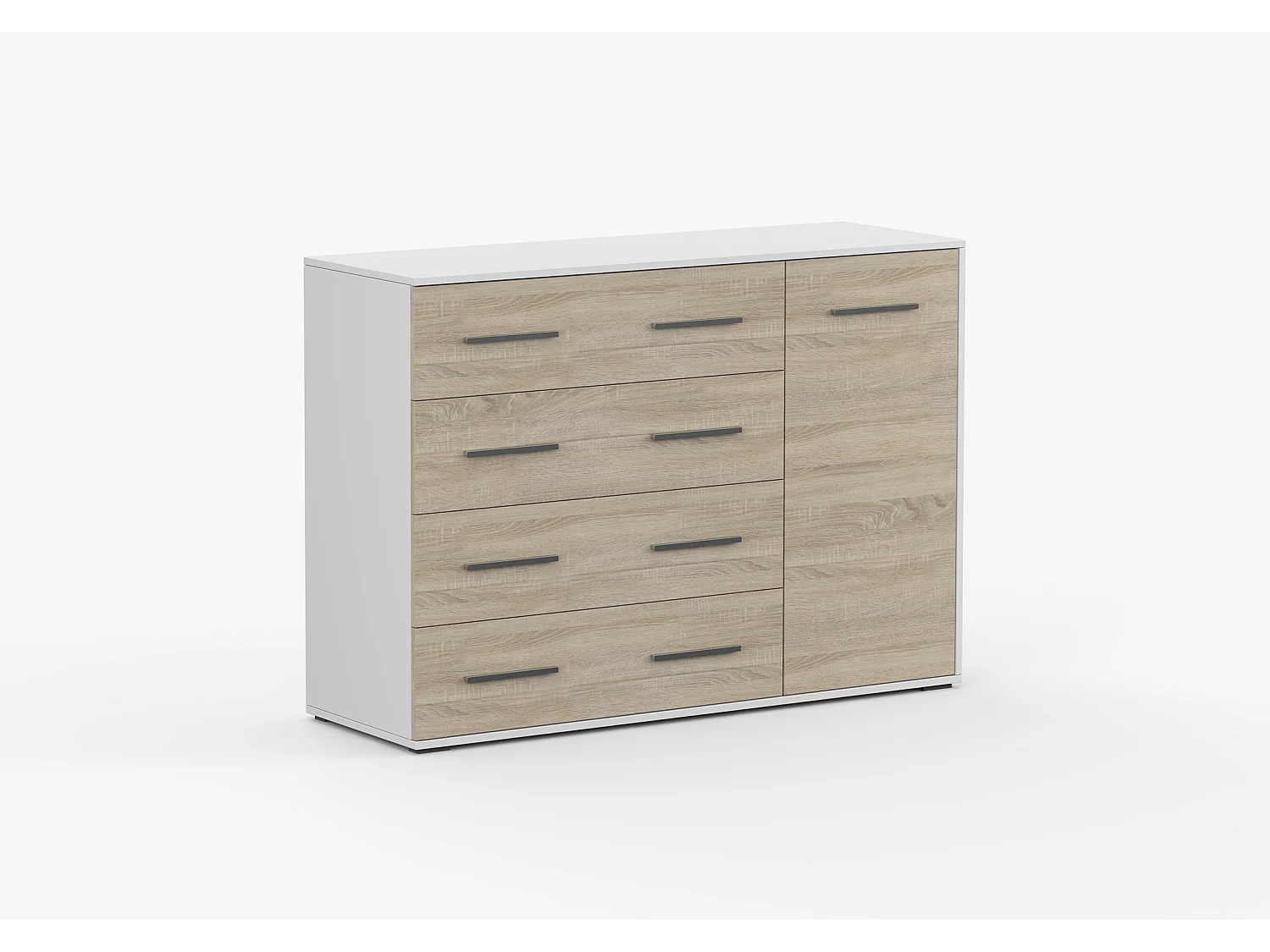 Commode Ilario II 135 cm - Blanc - Chêne