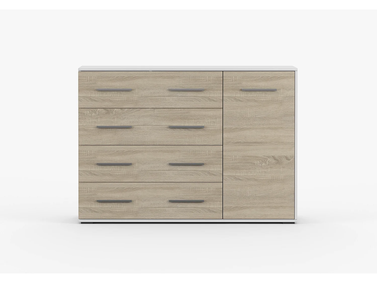 Commode Ilario II 135 cm - Blanc - Chêne