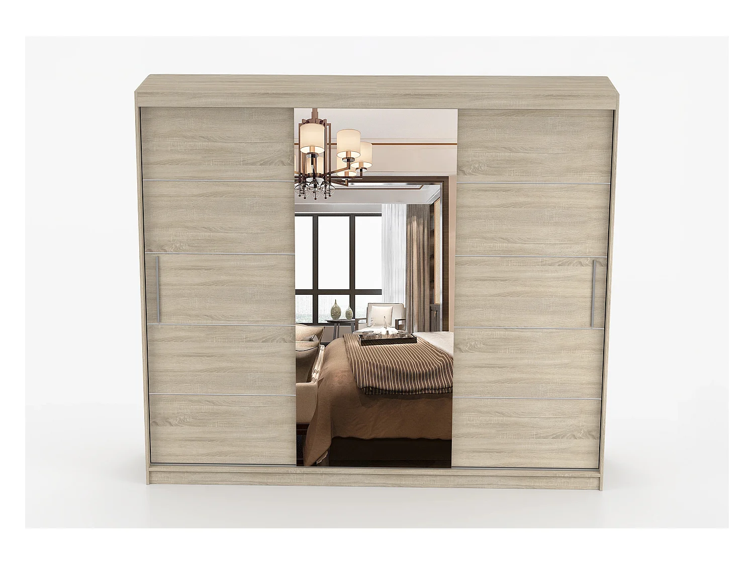 Armoire Théana avec miroir 250 cm - Chêne