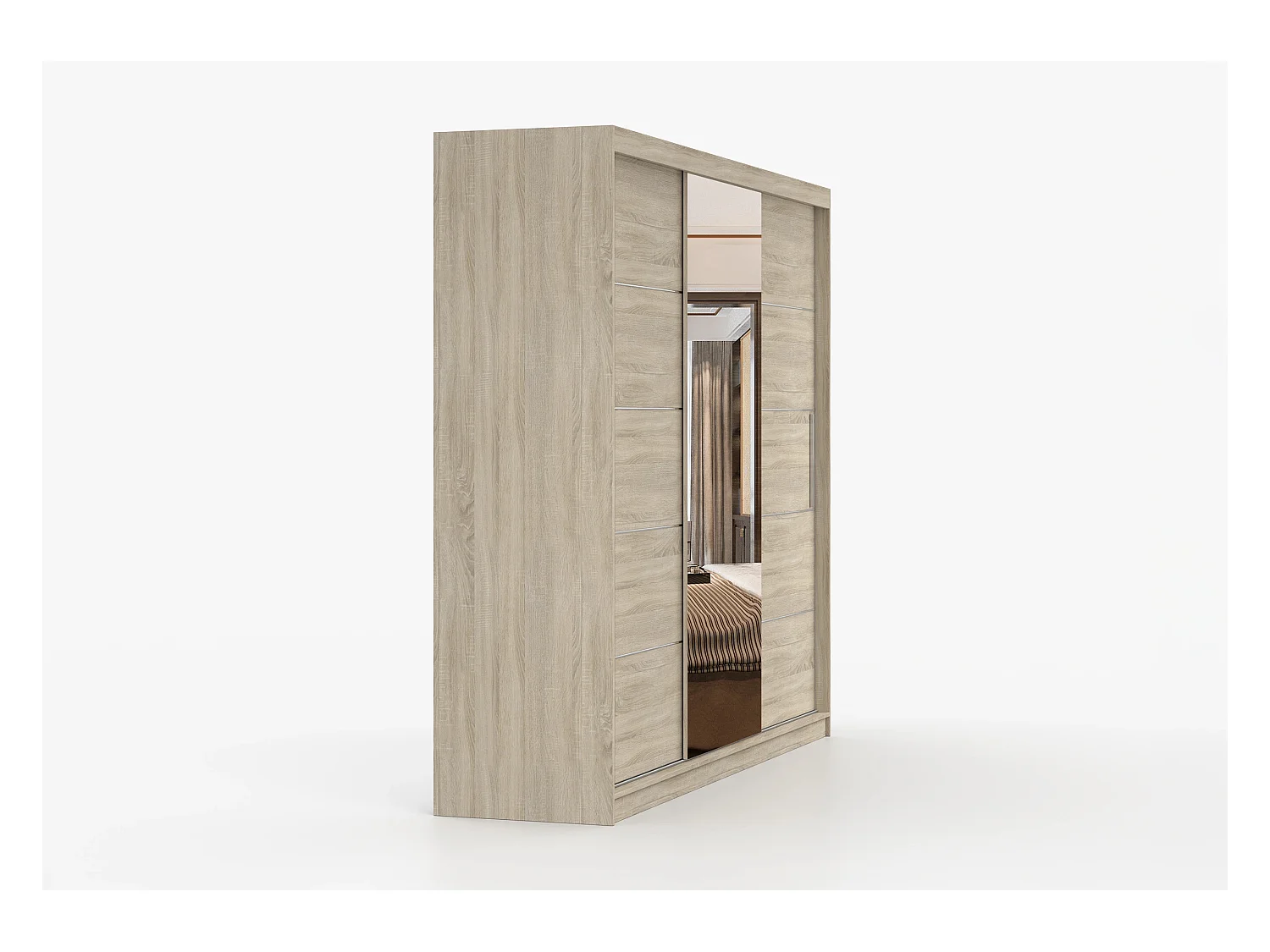 Armoire Théana avec miroir 250 cm - Chêne