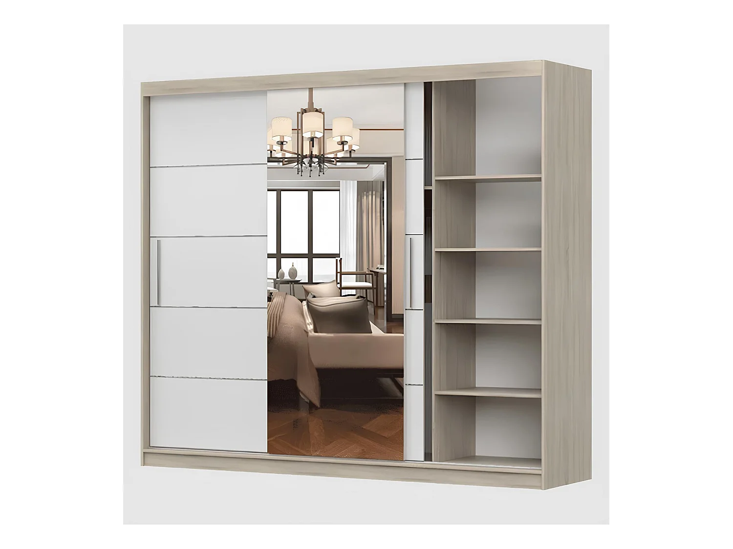 Armoire Théana avec miroir 250 cm - Chêne