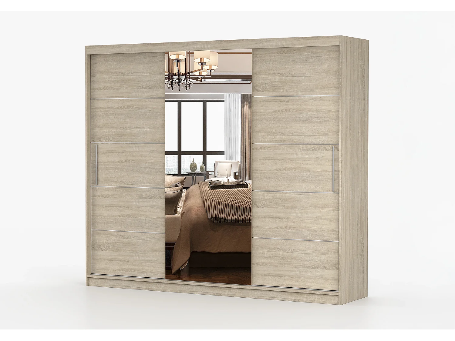 Armoire Théana avec miroir 250 cm - Chêne