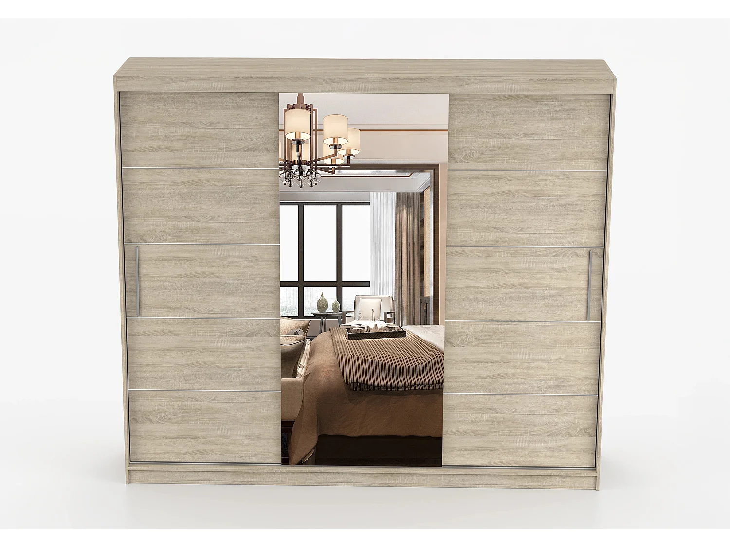 Armoire Théana avec miroir 250 cm - Chêne