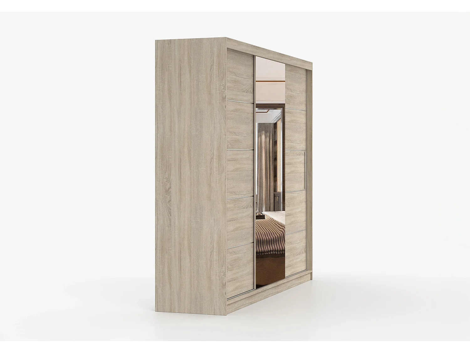 Armoire Théana avec miroir 250 cm - Chêne