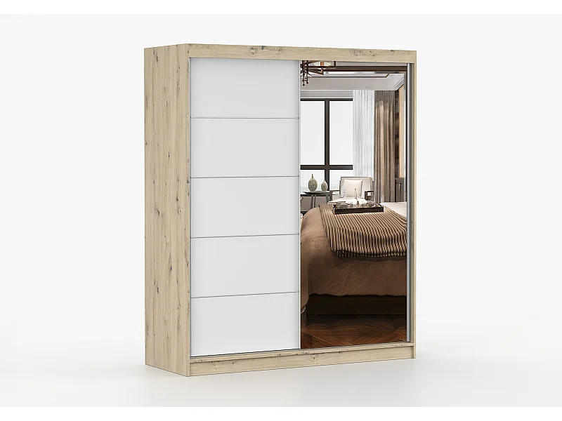 Armoire Ondine 160 cm avec miroir - Artisan - Blanc