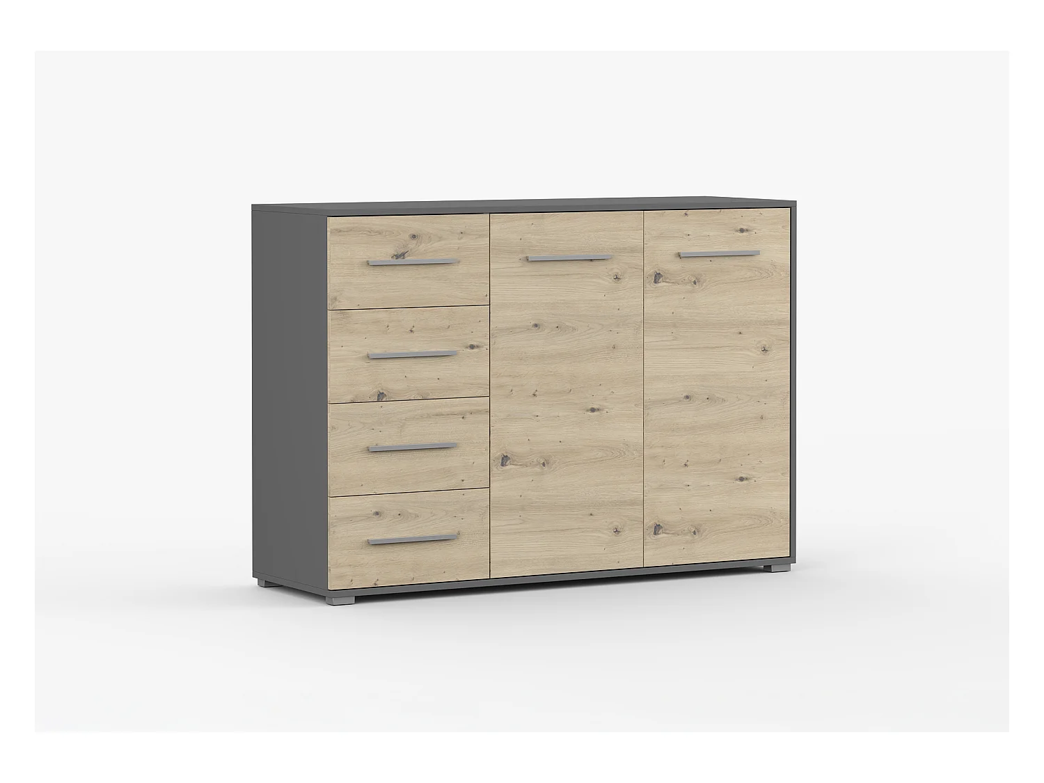 Buffet - Commode Ilario III 135 cm - Aspect mat - Gris - Artisan