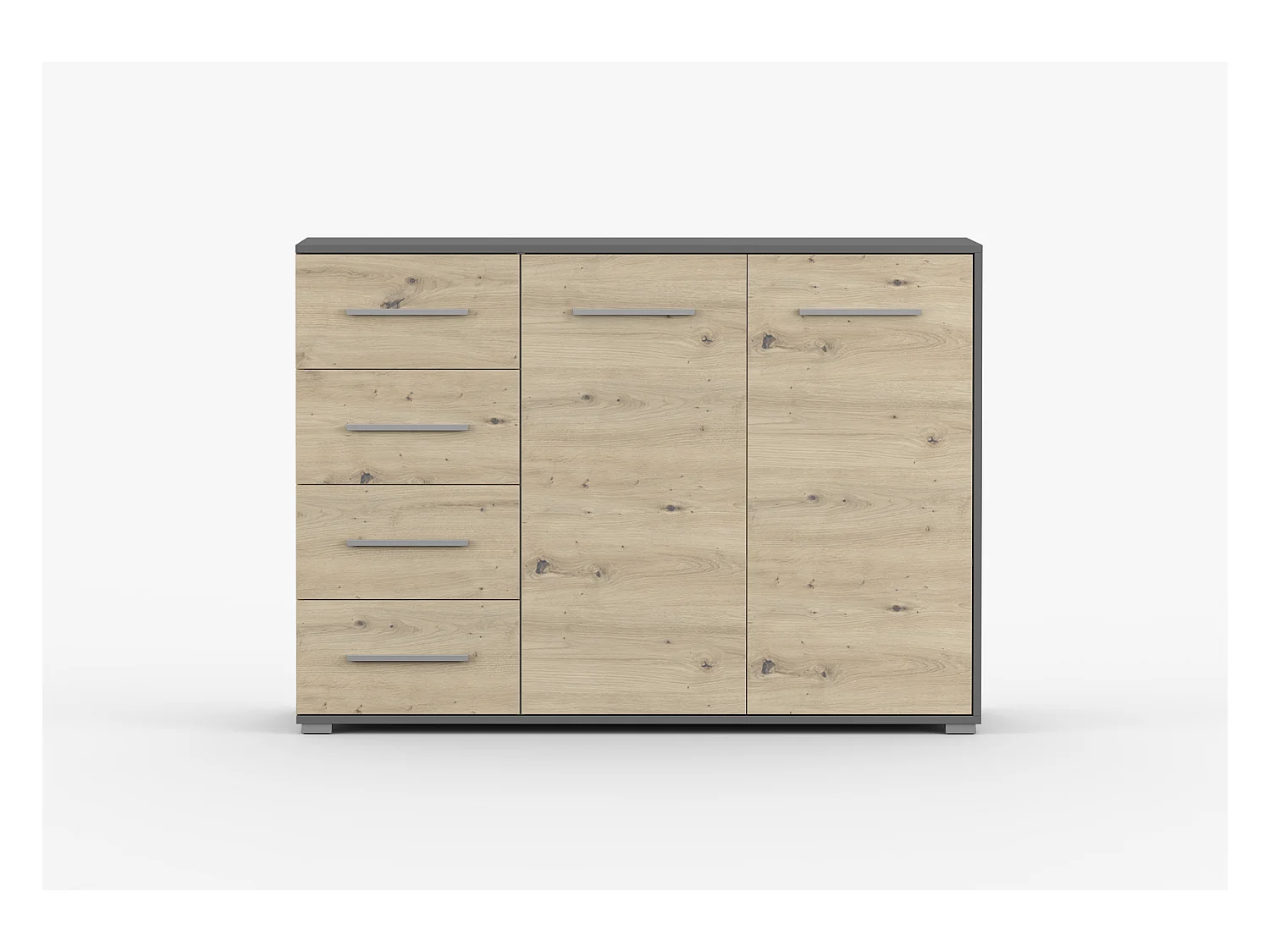 Buffet - Commode Ilario III 135 cm - Aspect mat - Gris - Artisan