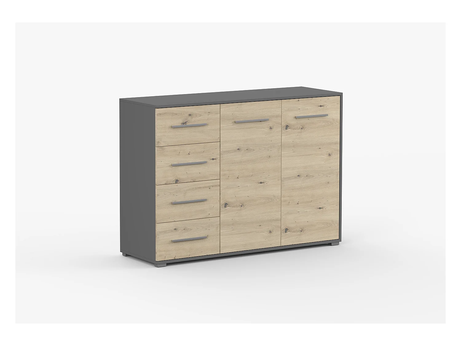 Buffet - Commode Ilario III 135 cm - Aspect mat - Gris - Artisan