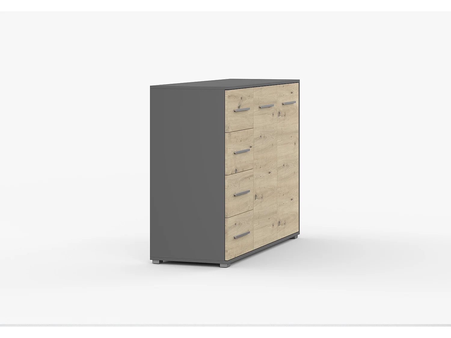 Buffet - Commode Ilario III 135 cm - Aspect mat - Gris - Artisan