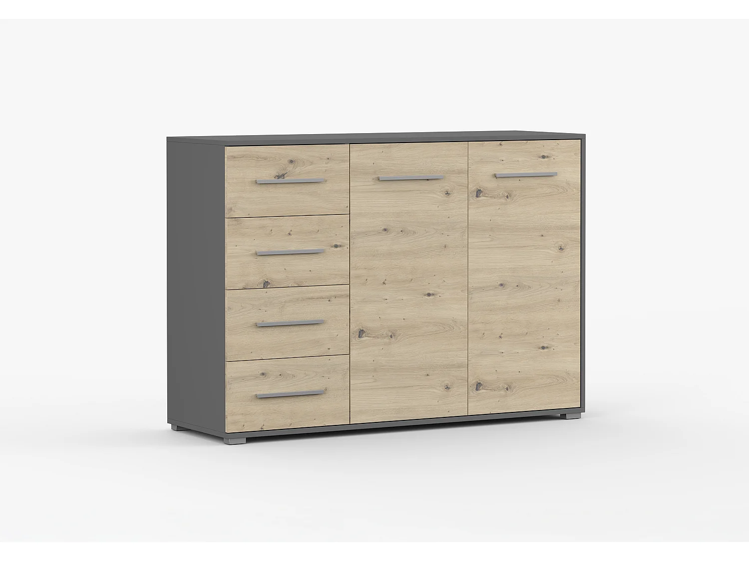 Buffet - Commode Ilario III 135 cm - Aspect mat - Gris - Artisan