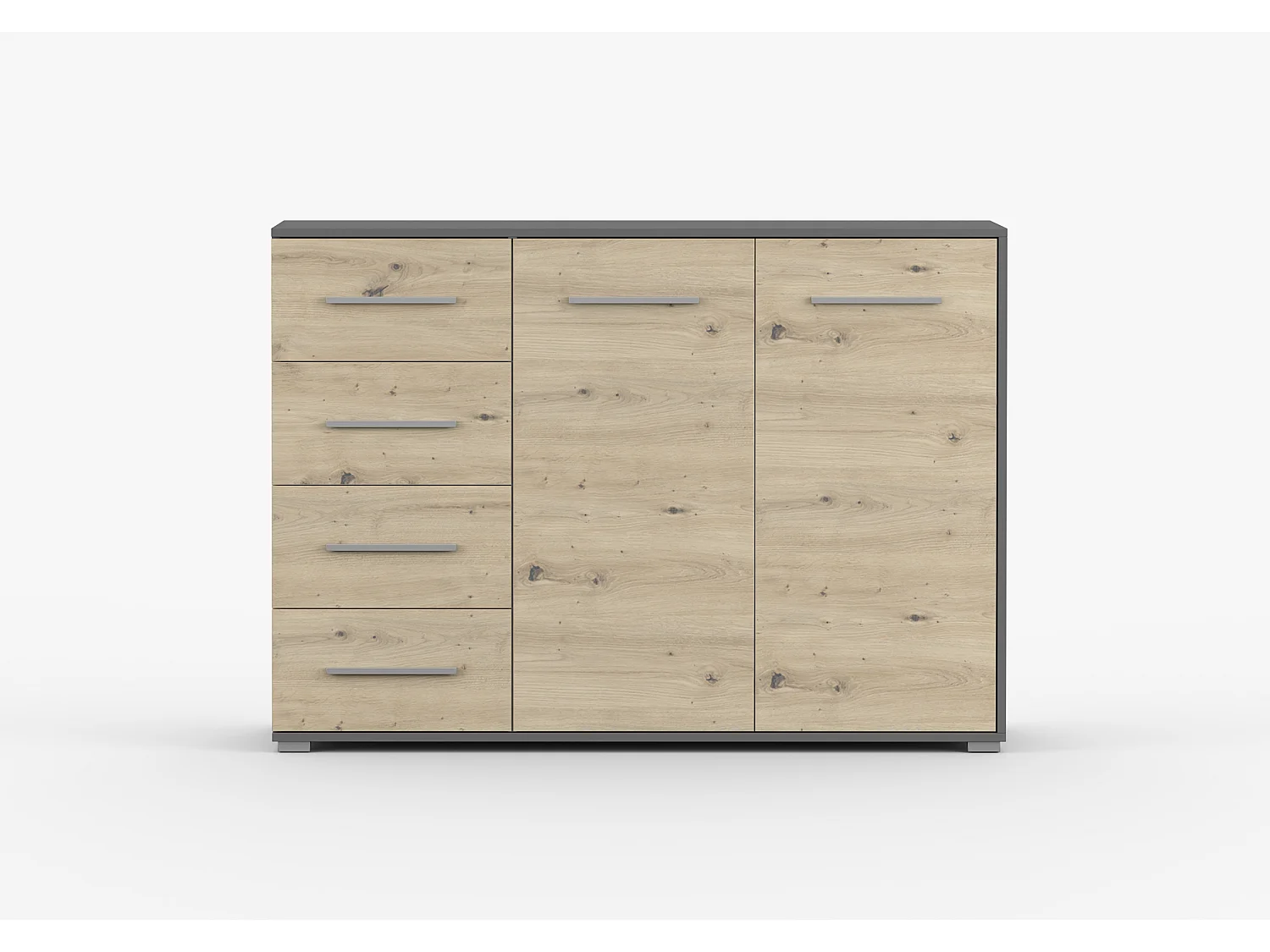 Buffet - Commode Ilario III 135 cm - Aspect mat - Gris - Artisan