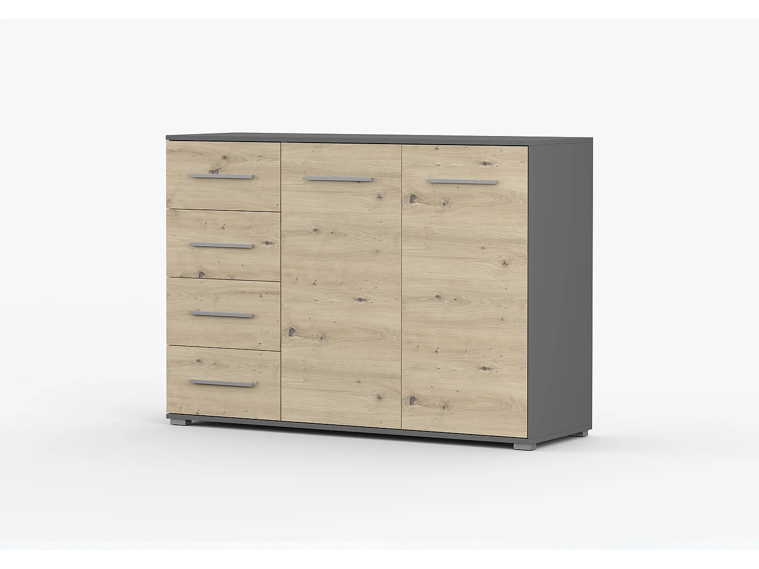 Buffet - Commode Ilario III 135 cm - Aspect mat - Gris - Artisan