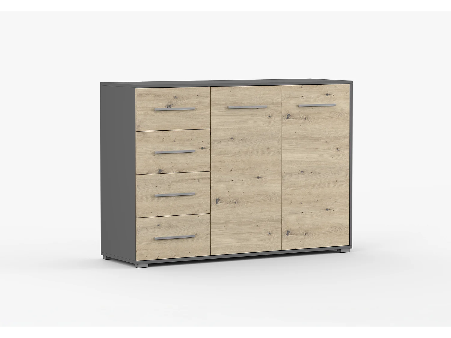 Buffet - Commode Ilario III 135 cm - Aspect mat - Gris - Artisan