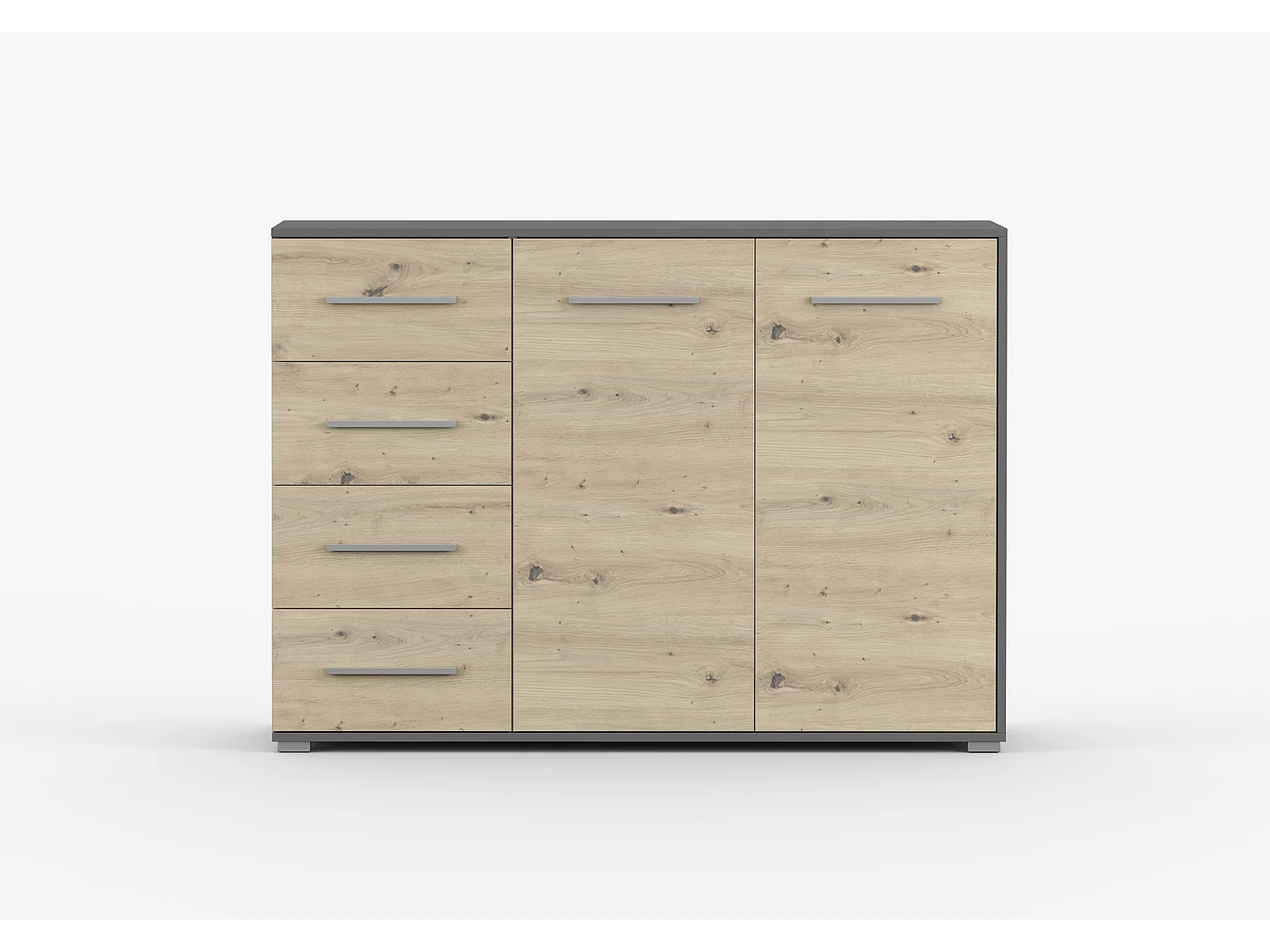 Buffet - Commode Ilario III 135 cm - Aspect mat - Gris - Artisan