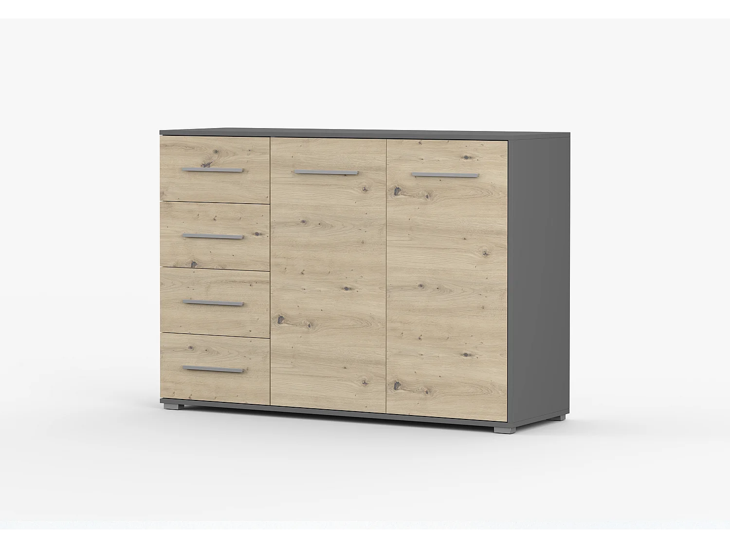 Buffet - Commode Ilario III 135 cm - Aspect mat - Gris - Artisan