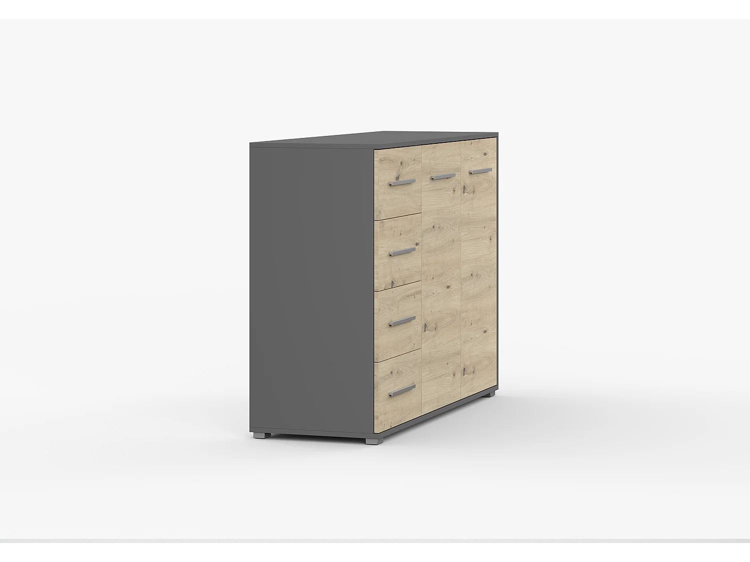 Buffet - Commode Ilario III 135 cm - Aspect mat - Gris - Artisan