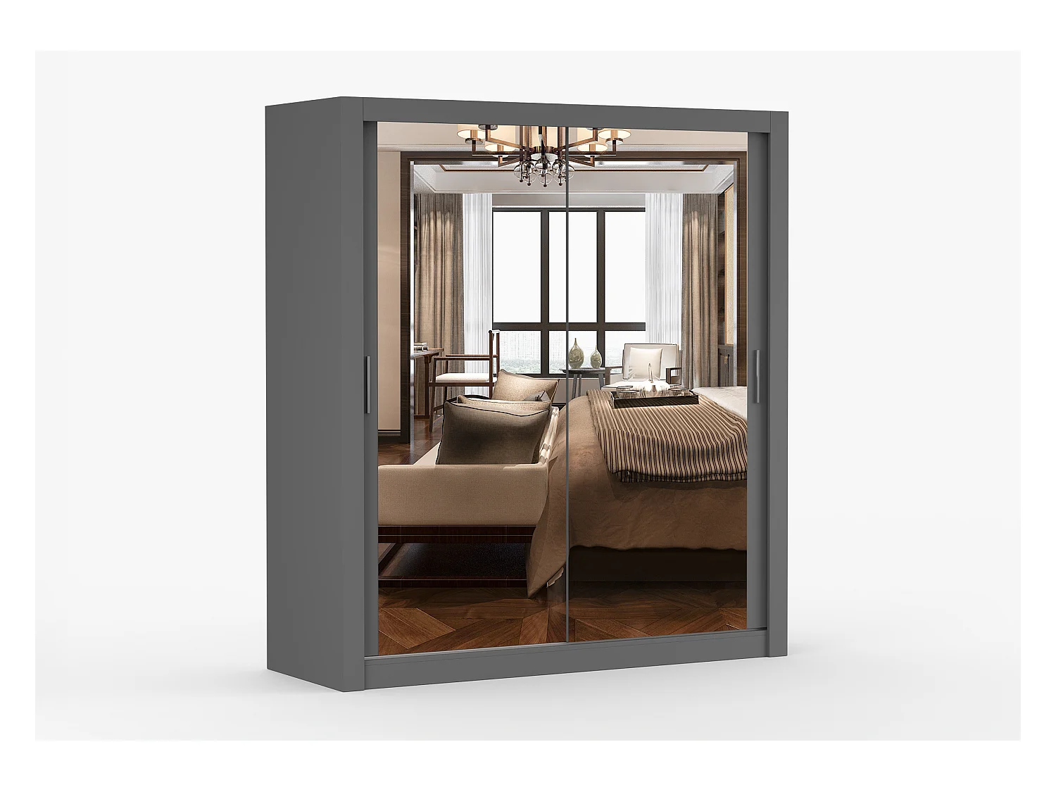 Armoire Miro 180 cm avec miroir - Gris
