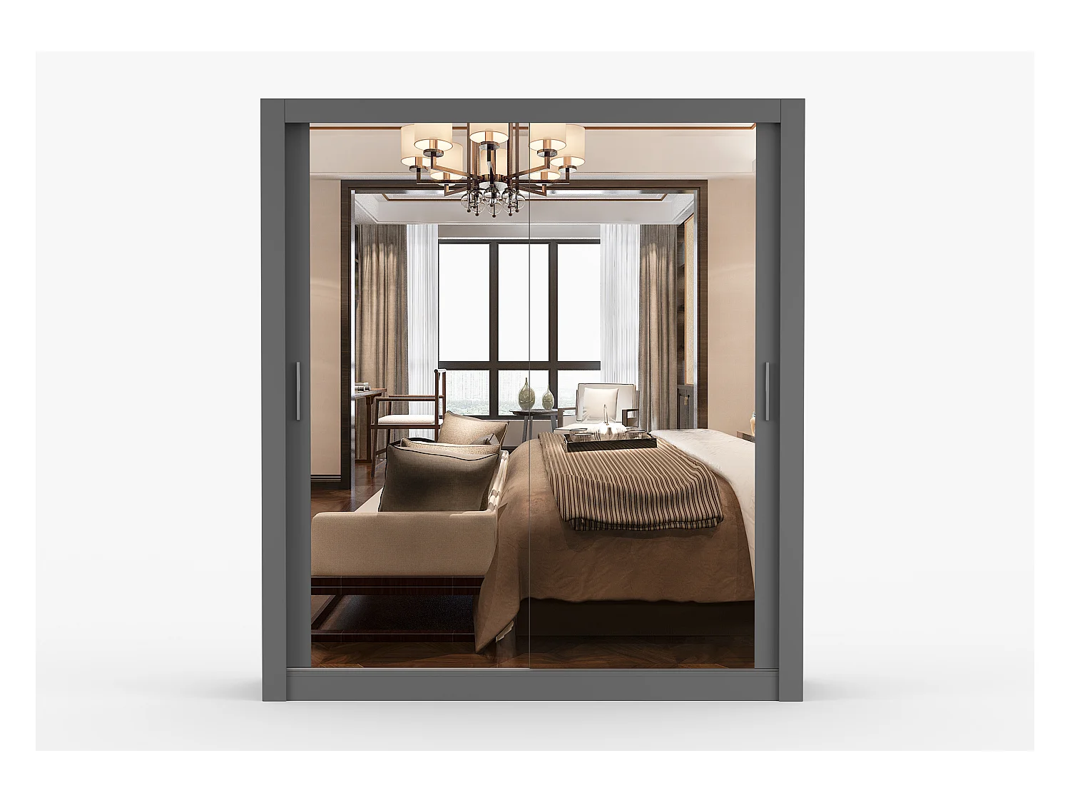 Armoire Miro 180 cm avec miroir - Gris