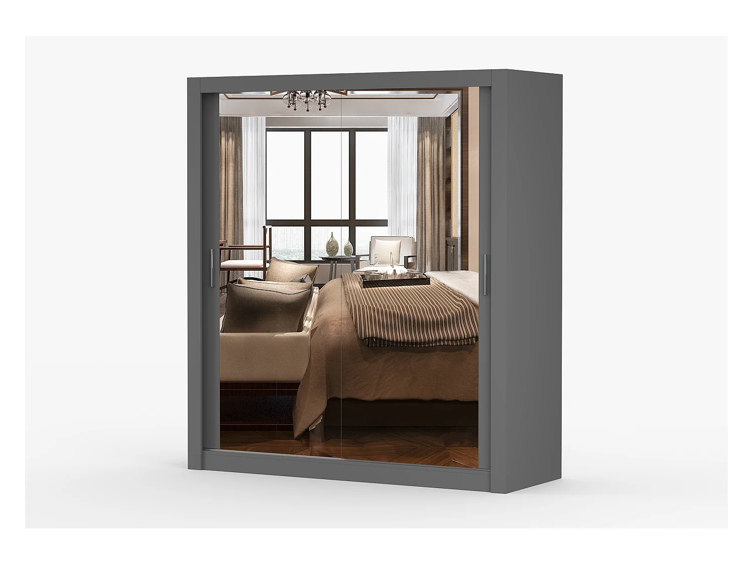 Armoire Miro 180 cm avec miroir - Gris