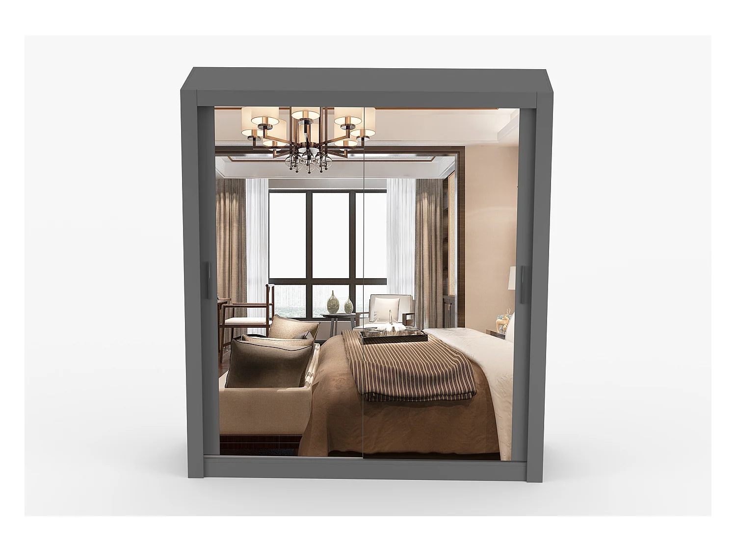 Armoire Miro 180 cm avec miroir - Gris