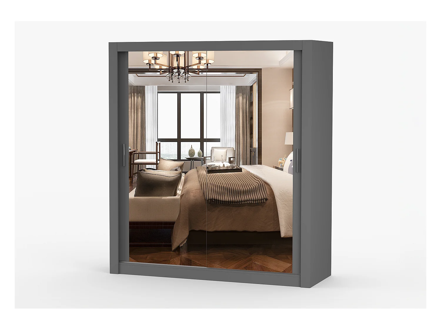 Armoire Miro 180 cm avec miroir - Gris
