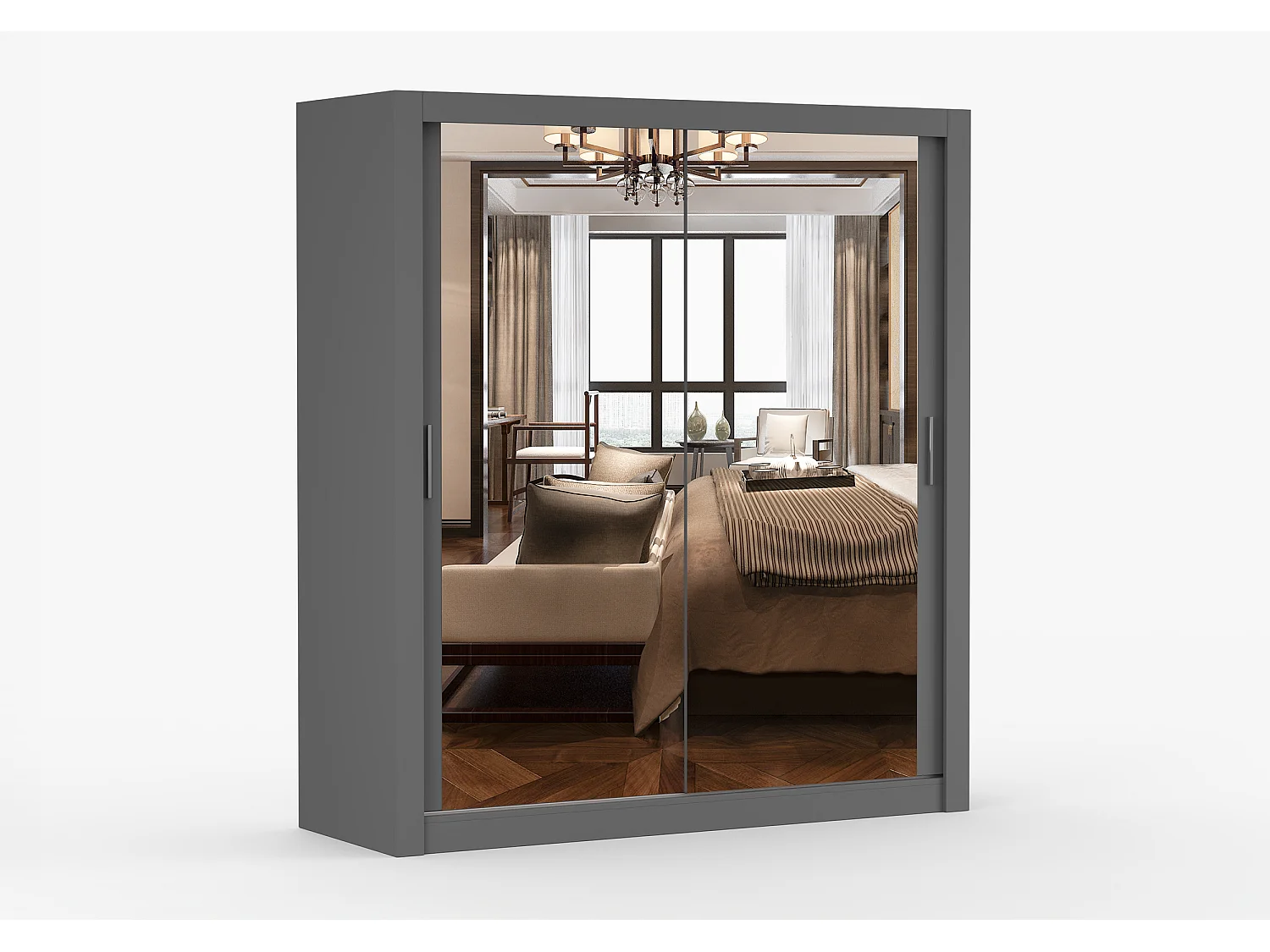 Armoire Miro 180 cm avec miroir - Gris