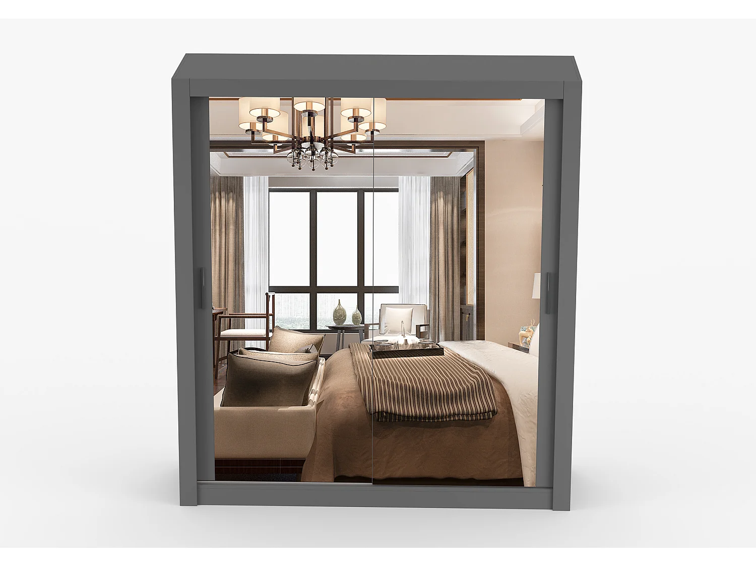 Armoire Miro 180 cm avec miroir - Gris