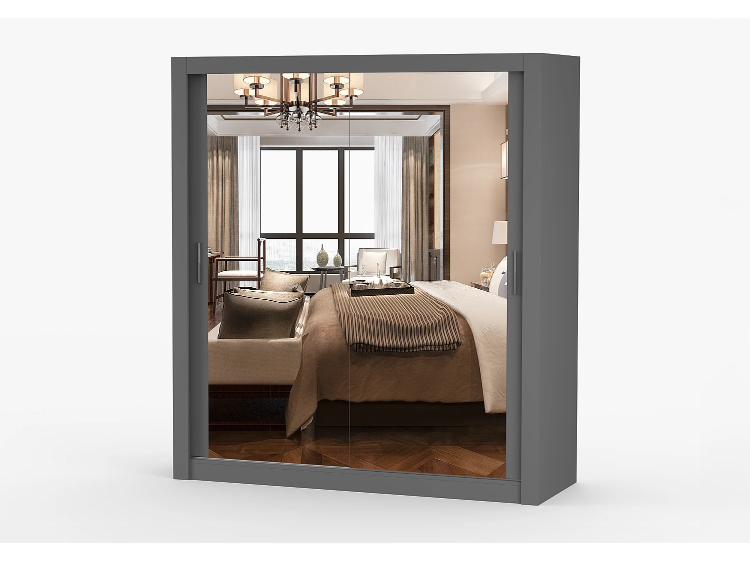 Armoire Miro 180 cm avec miroir - Gris
